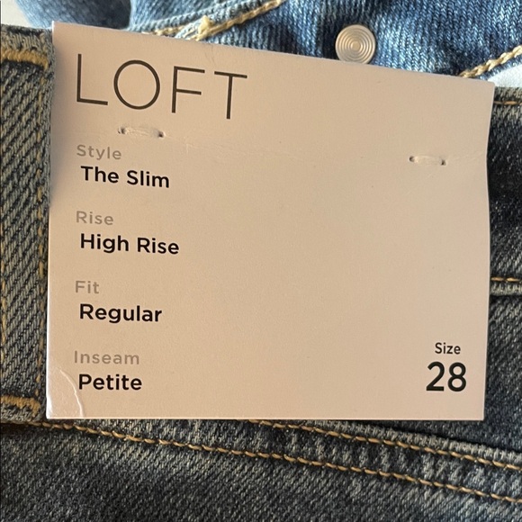 NWT. LOFT The Slim High Rise Raw Hem Jeans. 28/6P. - Picture 3 of 10